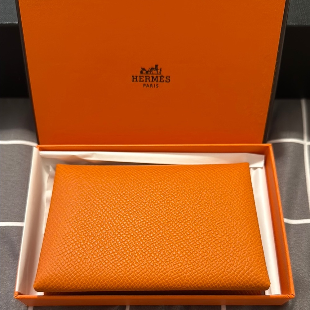 Authentic Hermes Calvi Duo Compact card holder
